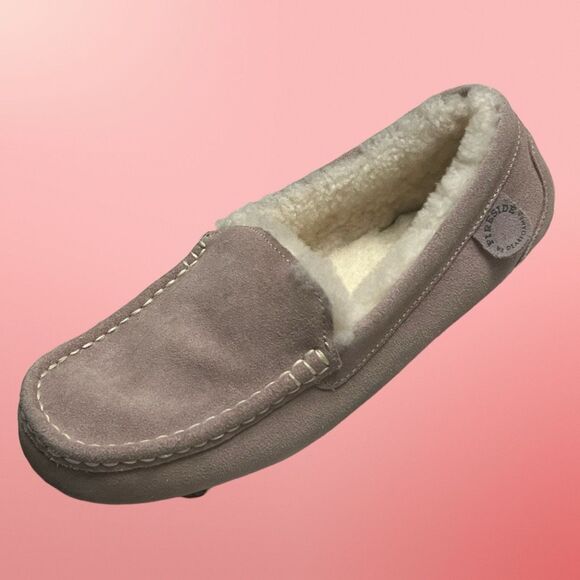 New Fireside By Dearfoams Pale Pink Shearling Mel Moccasin Slippers Size 11 - Picture 7 of 7